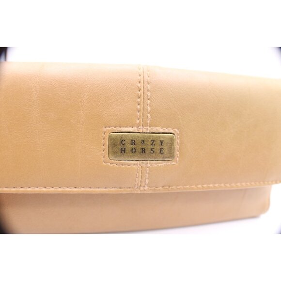Crazy Horse Liz Claiborne Tan Camel Brown Leather Tri-Fold Wallet Organizer NWT - Picture 4 of 11
